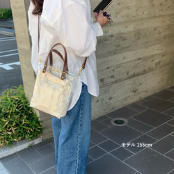 「大人のクリアバッグ」 2WAY 本革 クリアトートバッグ ブラウン 7枚目の画像