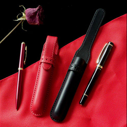 革の手縫いドーム型 ペンケース【3色カラー選択】名入れ可 絞りペンケース・一本挿し ※袋ラッピング無料 6枚目の画像