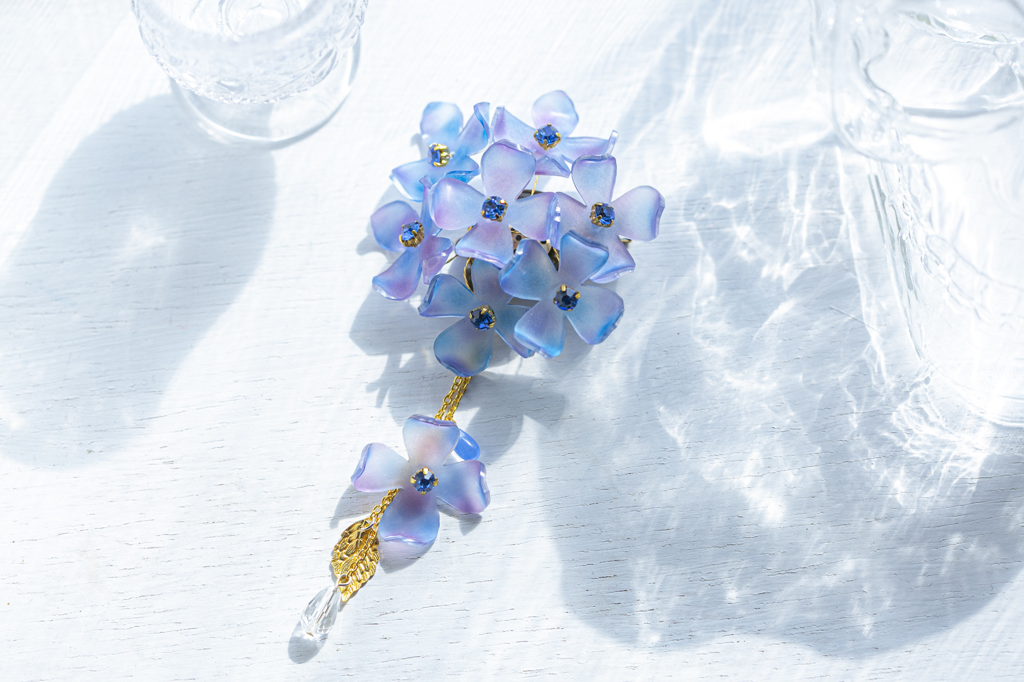 ２色紫陽花＜あじさい＞の簪（青紫）