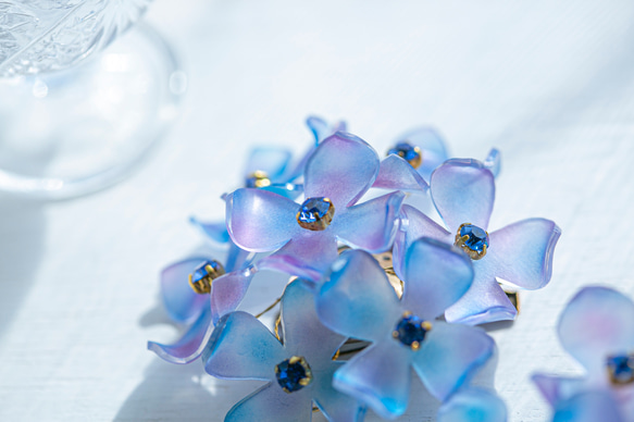 ２色紫陽花＜あじさい＞の簪（青紫） 3枚目の画像