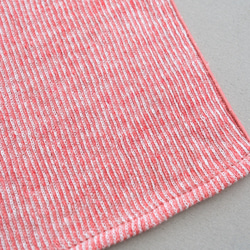 リネンニット　ストライプフェイスタオル　レッド×ホワイト 2枚目の画像