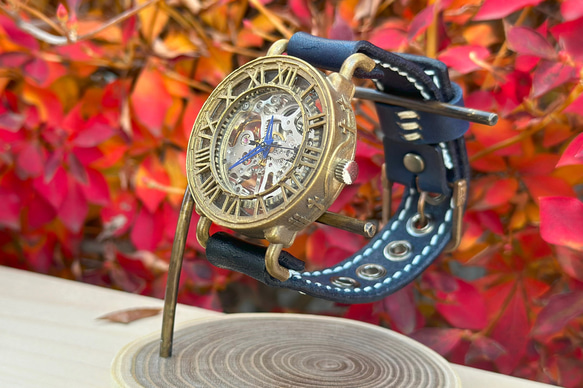 機械式手作り腕時計 Via Cassia(アンティークケース Blue針 & Navy