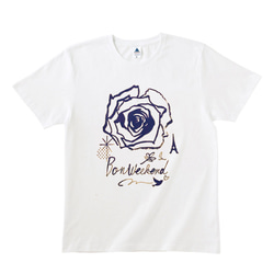 バラプリント白 Lサイズ DPボンウィークエンドローズ Tシャツ 1枚目の画像