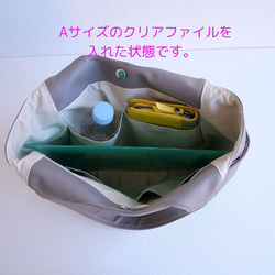人気色！すっきりトート＊ミント、セージ色の11号帆布のA4も入るポケットたくさん軽いバッグ　 8枚目の画像