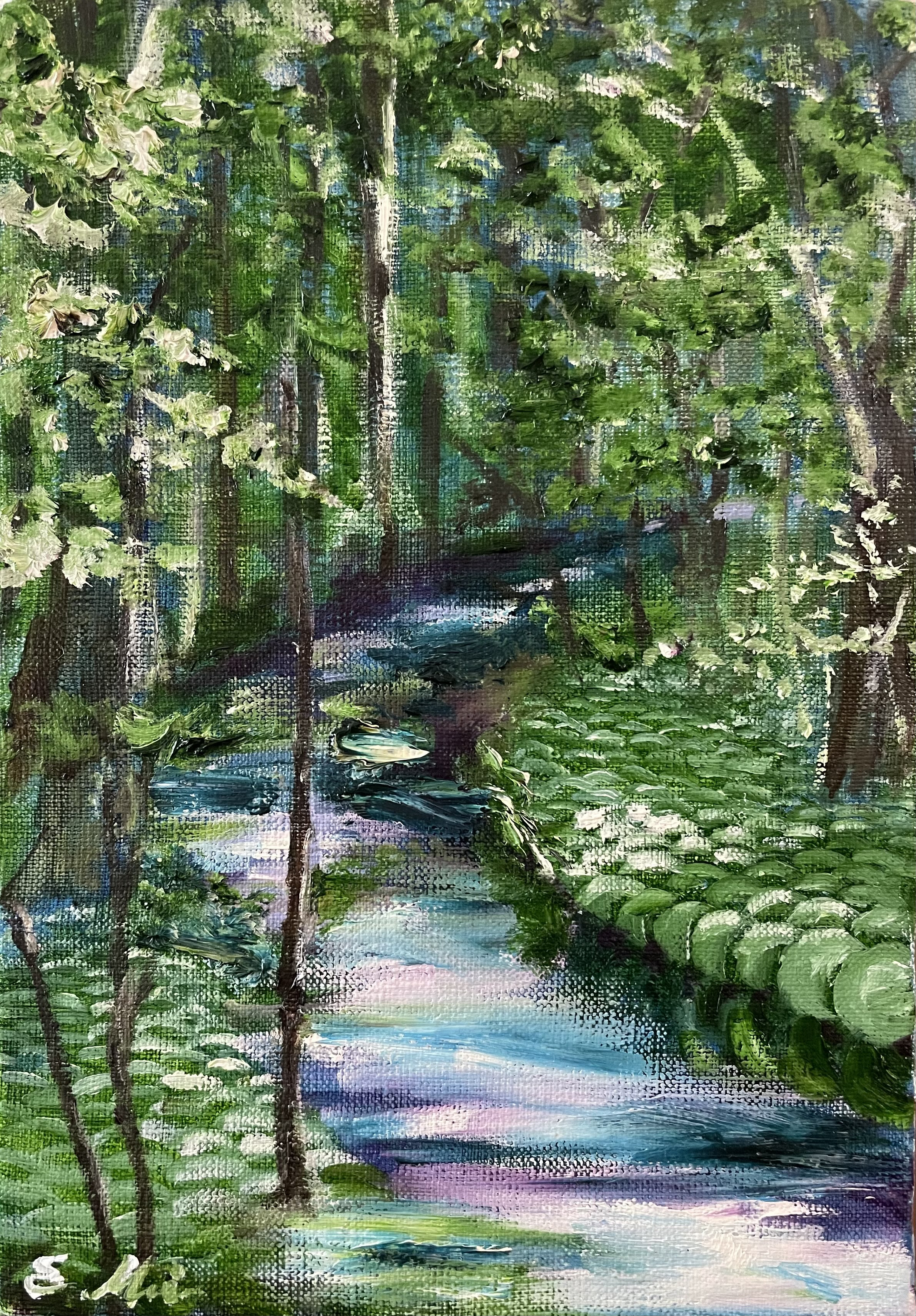 絵画 油絵　風景画　ナイル川　ミニ美