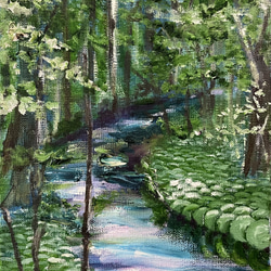 水彩画 小川のせせらぎ 絵画 makochin 通販 12231376｜Creema
