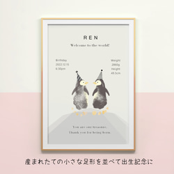 ☆ペンギンの足形アートポスター☆お子様の記念日に☆ 3枚目の画像