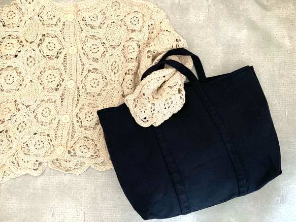 ロングセラー　洗える帆布バッグ【A4対応】帆布　BASIC TOTE ( M ) モスグリーン 5枚目の画像