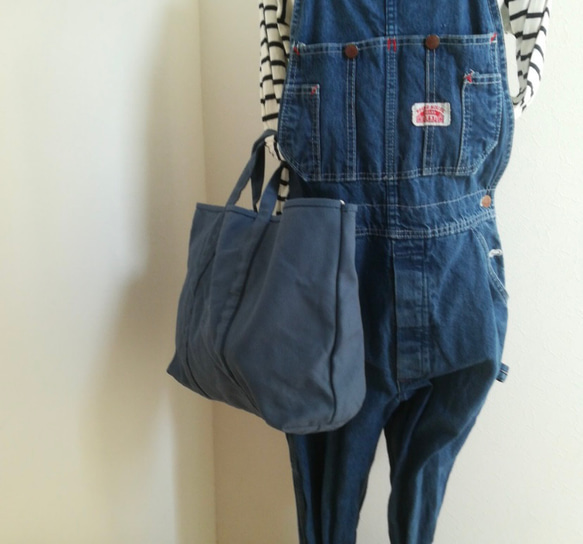 ロングセラー　洗える帆布バッグ【A4対応】帆布　BASIC TOTE ( M ) モスグリーン 6枚目の画像