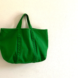 ロングセラー　洗える帆布バッグ【A4対応】帆布　BASIC TOTE ( M ) モスグリーン 2枚目の画像