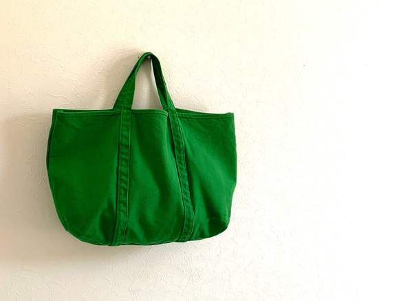 ロングセラー　洗える帆布バッグ【A4対応】帆布　BASIC TOTE ( M ) モスグリーン 2枚目の画像