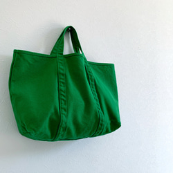 ロングセラー　洗える帆布バッグ【A4対応】帆布　BASIC TOTE ( M ) モスグリーン 1枚目の画像
