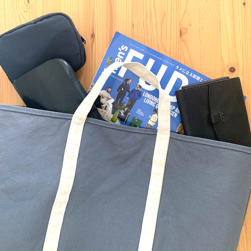 モスグリーン　カラーデニム　トートバッグ　BIG A4対応】帆布 BASIC TOTE ( M ) モスグリーン トートバッグ 3
