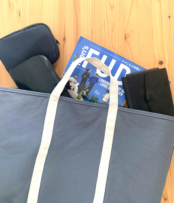 ロングセラー　洗える帆布バッグ【A4対応】帆布　BASIC TOTE ( M ) モスグリーン 13枚目の画像