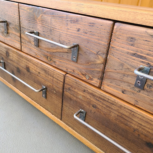 DRAWER SHELF120 /古材とアイアンのドロワーシェルフ 本棚・絵
