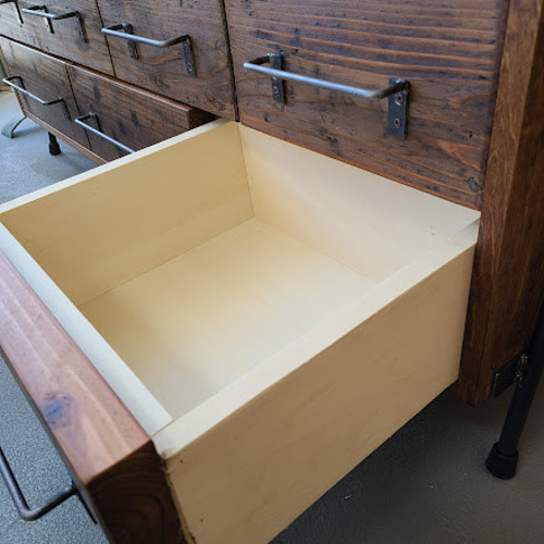 DRAWER SHELF120 /古材とアイアンのドロワーシェルフ 本棚・絵