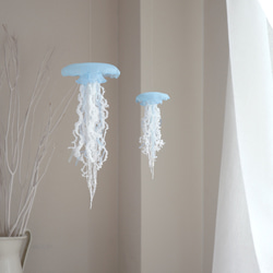 クラゲのモビール [ size:M / Blue ] (1pc) ｜北欧 インテリア 雑貨 アート 3枚目の画像
