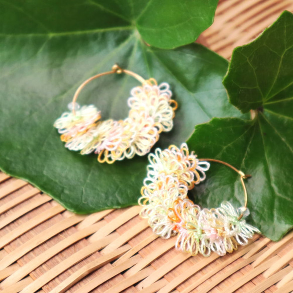 OYA Tatting lace earrings [MILEFEUILLE] Citrus Yellow 第4張的照片