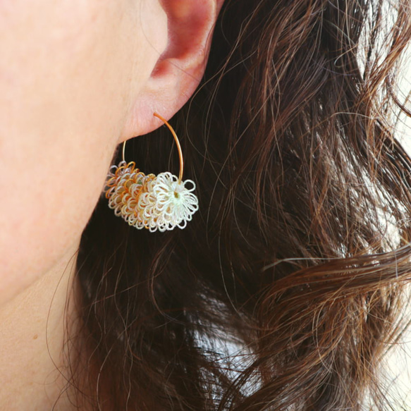 OYA Tatting lace earrings [MILEFEUILLE] Citrus Yellow 第1張的照片