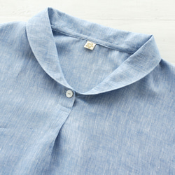 亞麻披肩領套頭衫（青年布/藍色）TP01。 第11張的照片