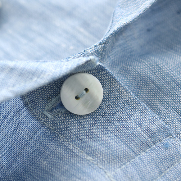 亞麻披肩領套頭衫（青年布/藍色）TP01。 第10張的照片