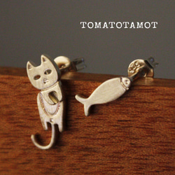 Bz】キャット＆フィッシュミックスモチーフピアス12点セット/魚