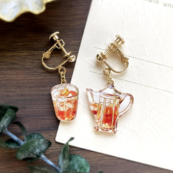PeachTea earring｜ピーチティポット＆グラス 紅茶 1枚目の画像
