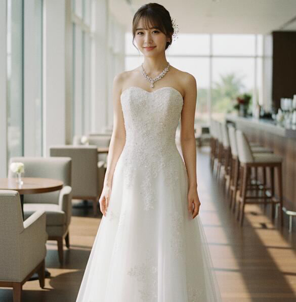 前撮り・挙式・披露宴 ウェディングドレス 【美品】PRONOVIAS Aライン