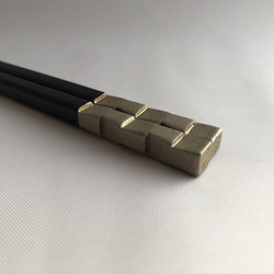 箸　市松　錫（すず）×溜塗（長さ21.5㎝） 3枚目の画像