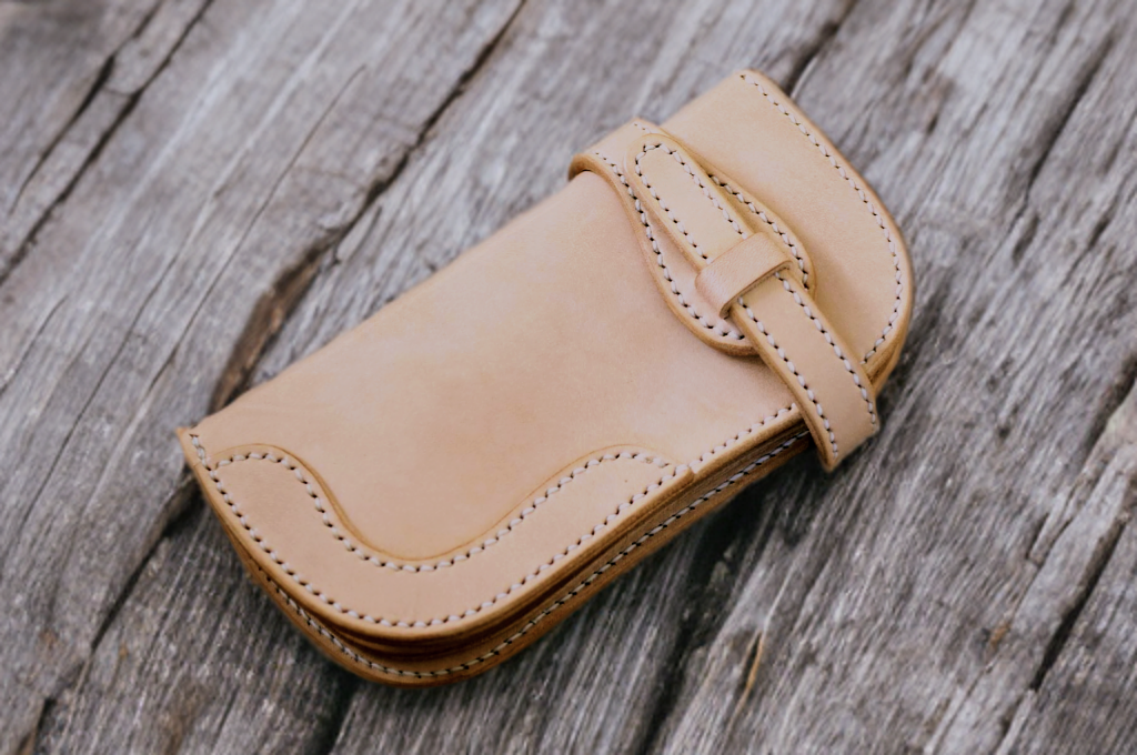 本革ライダース長財布（受注制作）手縫いヌメ革ナチュラル