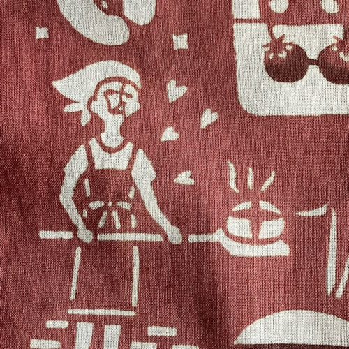 柿渋染め手ぬぐい パンを焼くひと 、求めるひと ハンカチ・手ぬぐい