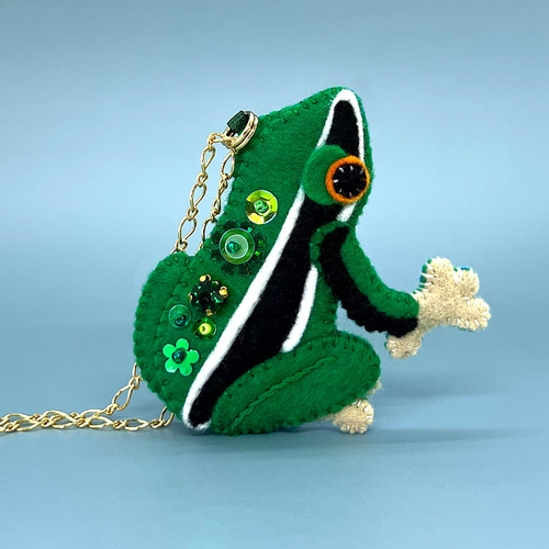 カエルのバッグチャーム マラカイトグリーン バッグチャーム まる喜堂