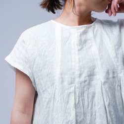 [wafu] 亞麻上衣 - 迷人的雙褶亞麻襯衫 / 白色 t039a-wt1 第15張的照片