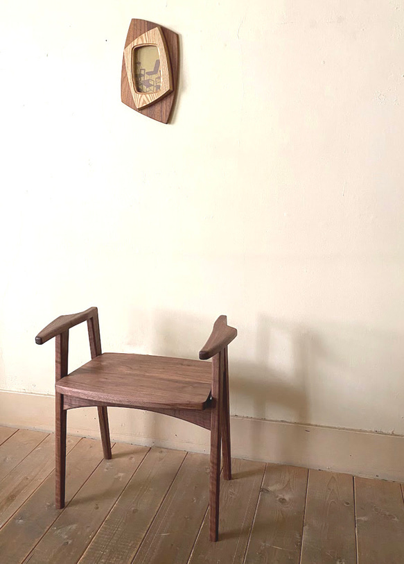 玄関スツール「リリー」ウォールナット板座　※受注製作 