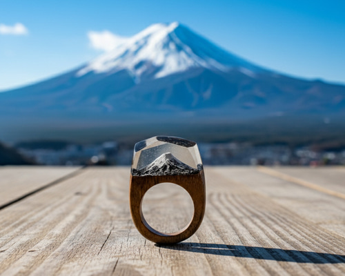 送料無料】 Fuji/ウォールナット ～ウッドレジンリング～ 指輪・リング