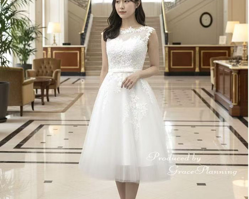 ウェディングドレス ミニドレス ミモレ丈 パーティ推し活フォト