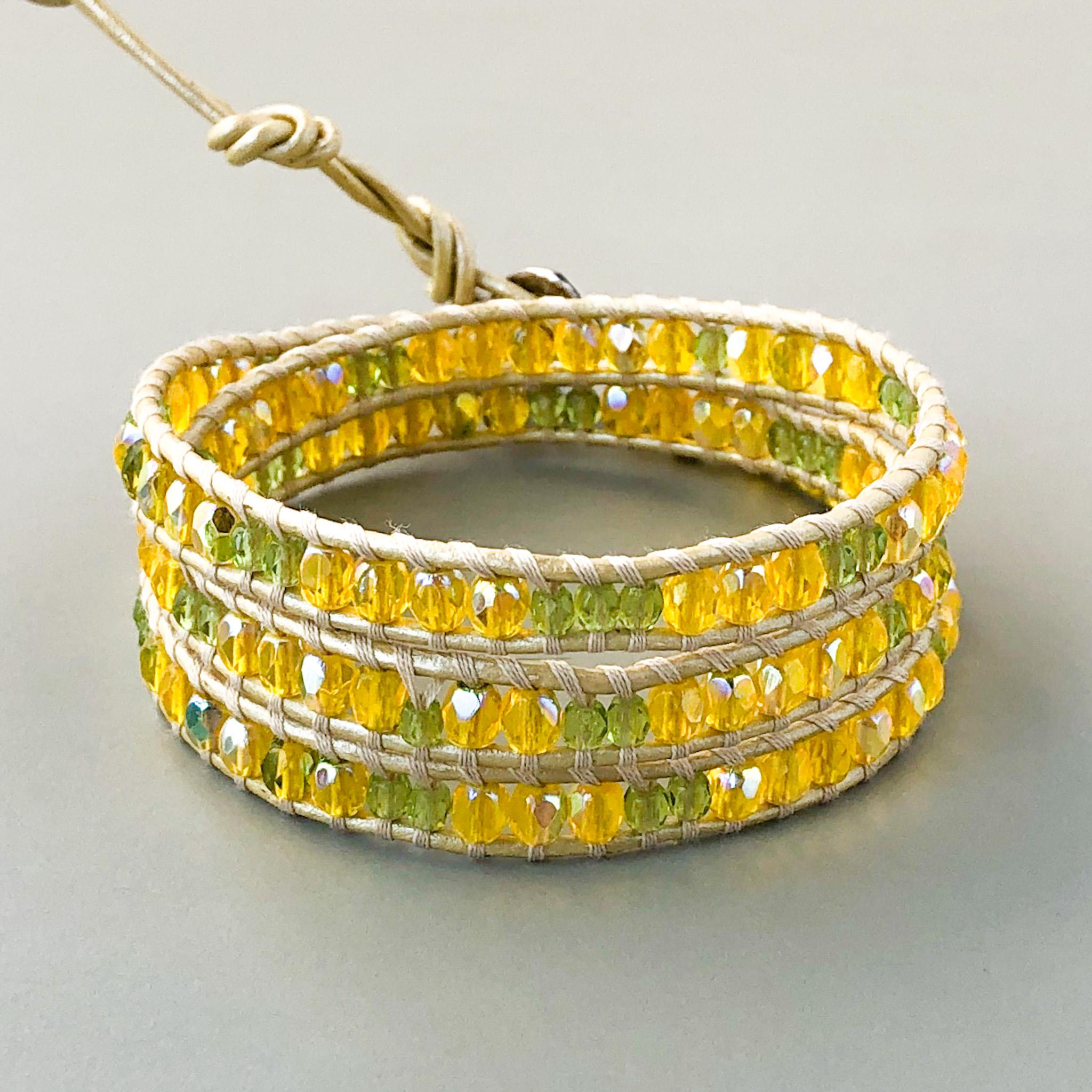 菜の花・きらめくイエローのラップブレスレット