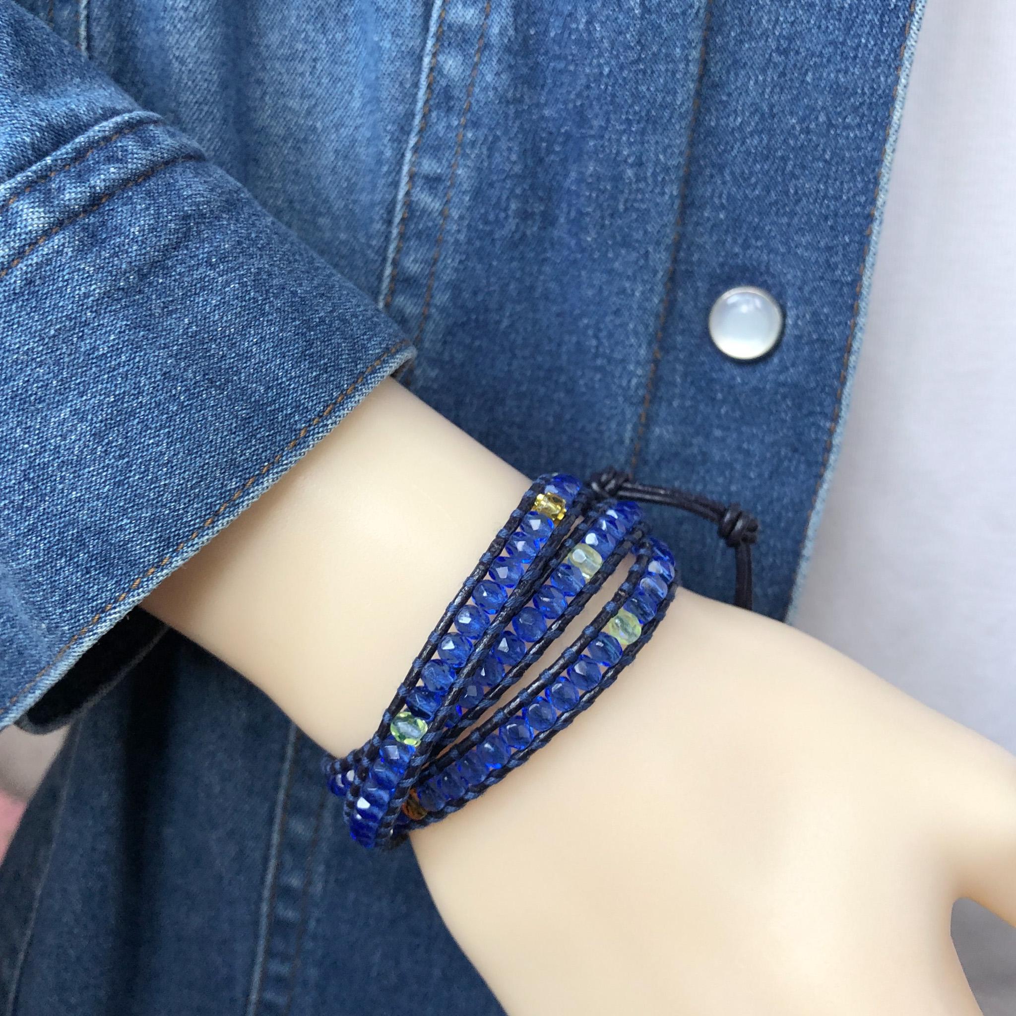 明るめサファイアのラップブレスレット