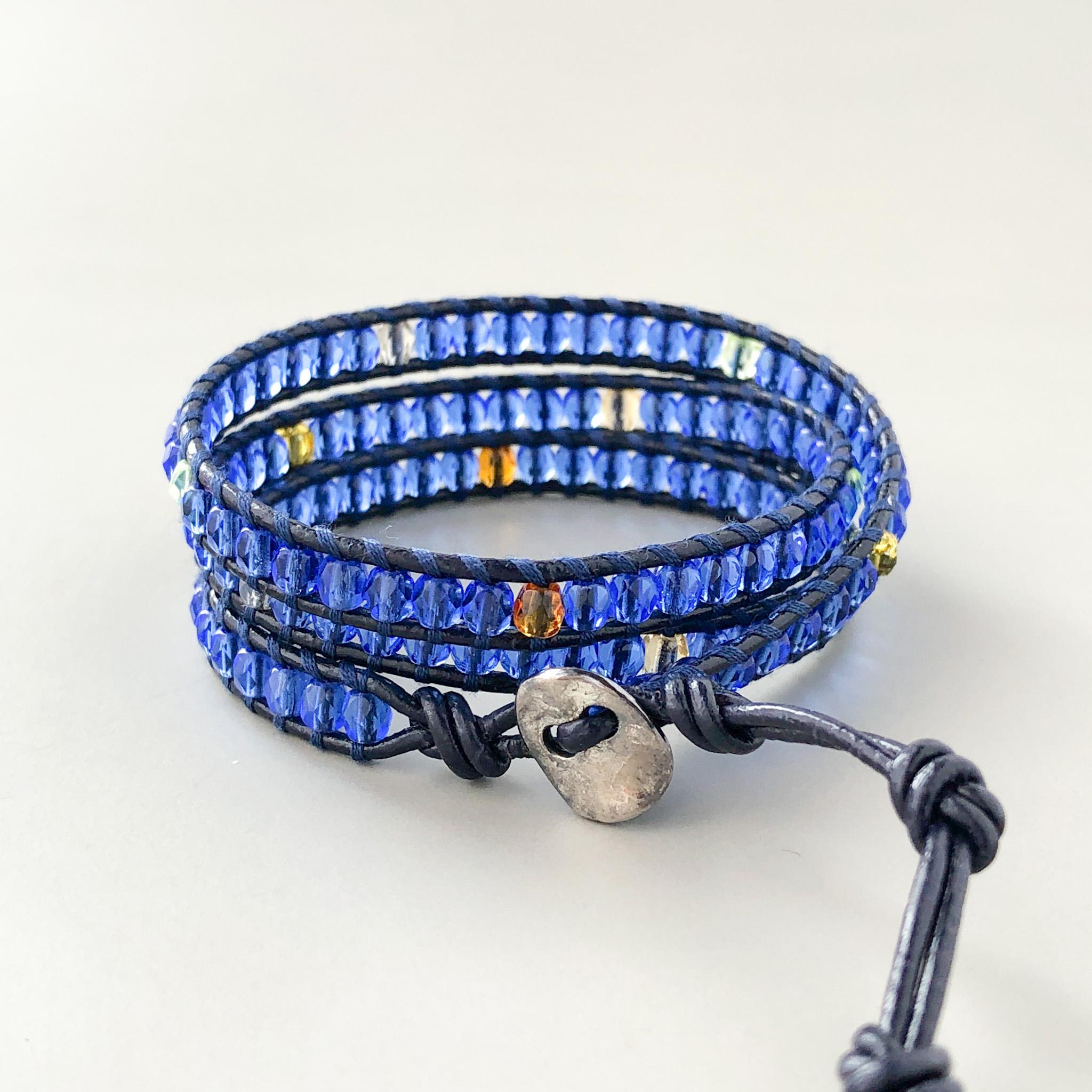 明るめサファイアのラップブレスレット