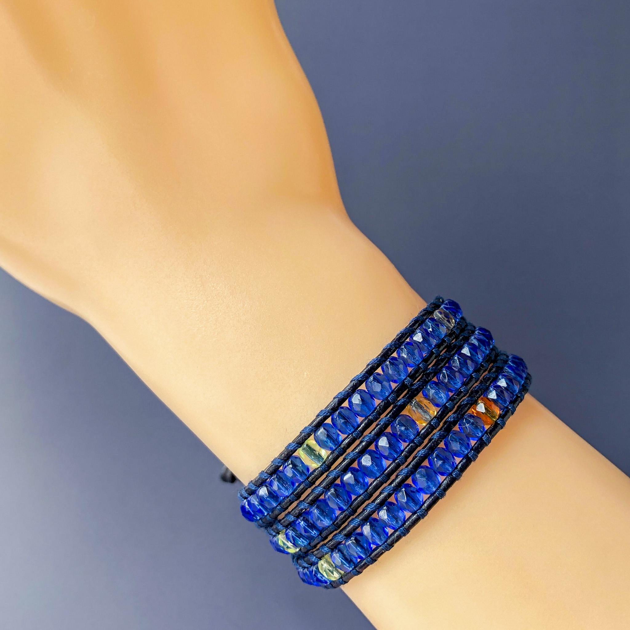 明るめサファイアのラップブレスレット