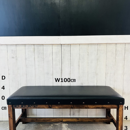 スタッズインダストリアルベンチ[MI-MI-MOKO]鋲 クッション付き