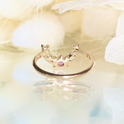 [再販] 10金・18金・プラチナ高品質ピンクサファイアと天然石の馬蹄ホースシューリング【セミオーダーメイド】 13枚目の画像