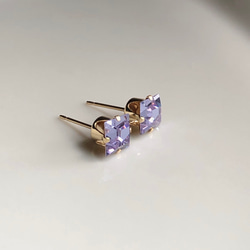 ≪14kgf≫vintage swarovski アレキサンドライト スクエアピアス 7枚目の画像