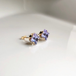 ≪14kgf≫vintage swarovski アレキサンドライト スクエアピアス 3枚目の画像