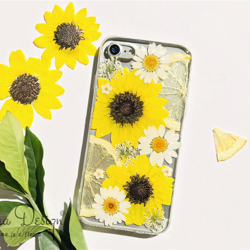 雑誌LDK掲載》 真夏の元気をお手元に♥[ ひまわり レモン] 押し花  