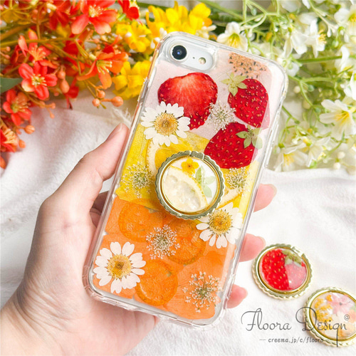 向日葵の押し花スマホケース　フルオーダー 押し花 iPhoneケース 向日葵 | Coloring