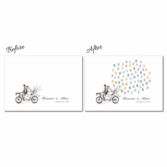 A4「自転車にのって」ウェディングツリー　ウェルカムスタンプボード　説明書付き 4枚目の画像