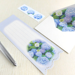 紫陽花のミニ封筒＆メッセージカード（内模様） 2枚目の画像