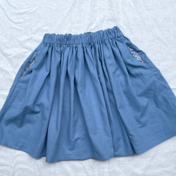 ウィルトシャー/リバティポケットのギャザースカート/オールドブルー/100〜160 1枚目の画像