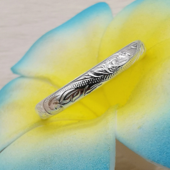 ハワイアンジュエリー 指が綺麗に見える3mm リング ハワイアンジュエリー リング  ピンキーリング シルバー925 7枚目の画像